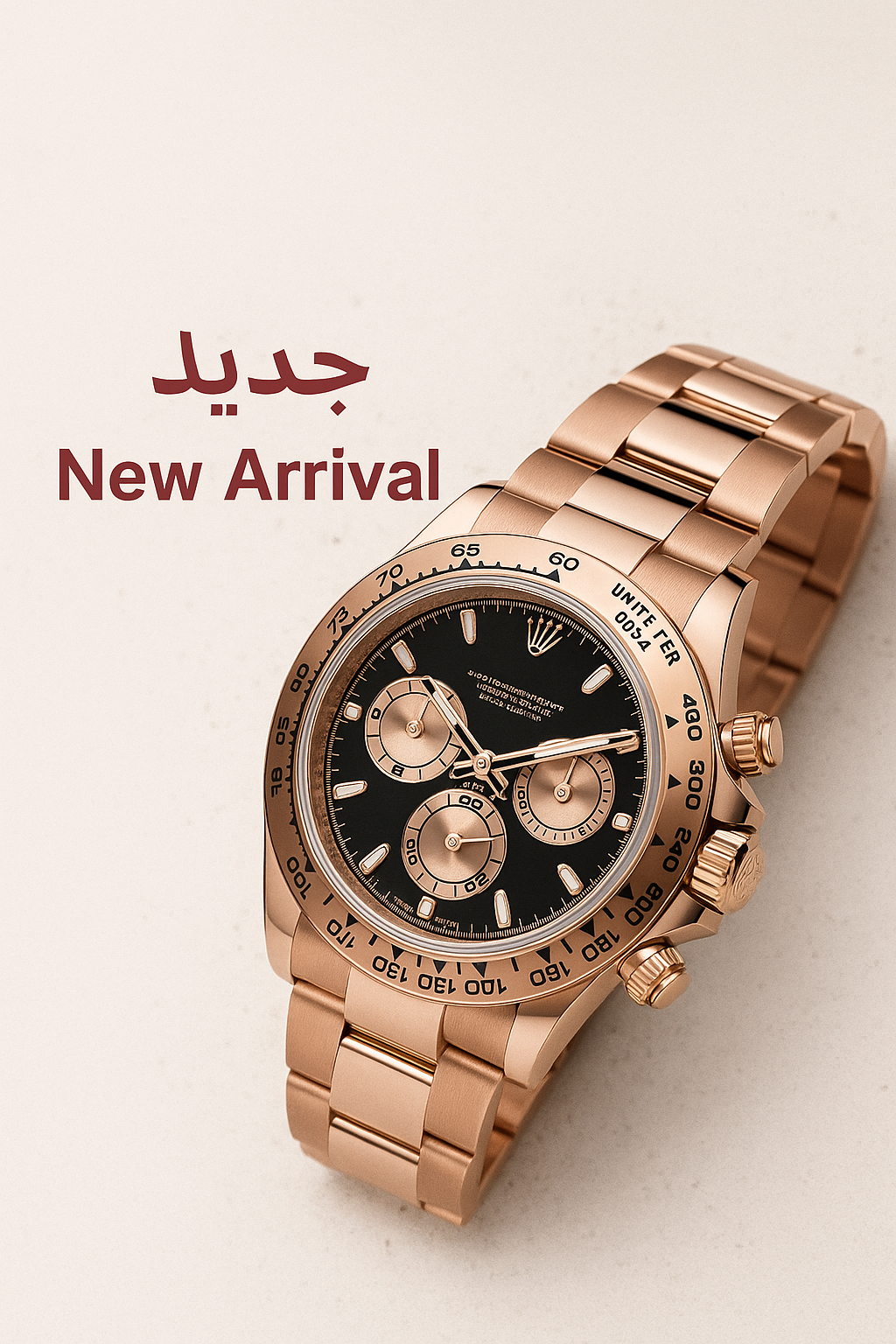 Branded Daytona Cosmograph – Rose Gold Chronograph Watch | ساعة كرونوغراف دايتونا كوزموجراف مطلية بالذهبي الوردي