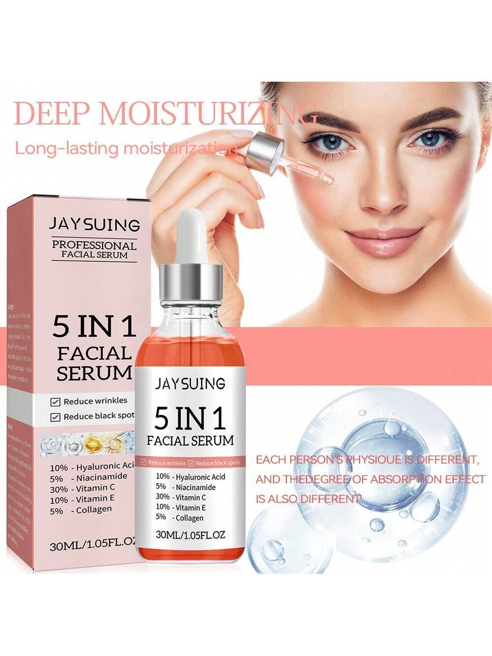 5-in-1 Multi-Use Face Serum — Vitamin C + Niacinamide + Hyaluronic Acid | سيروم وجه 5-في-1 — فيتامين C + نياسيناميد + حمض الهيالورونيك