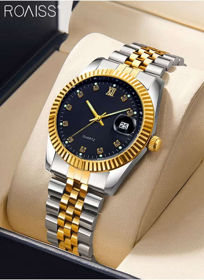 Steel Strap Couple Quartz Watch Set | طقم ساعات كوارتز للأزواج بحزام معدني أنيق