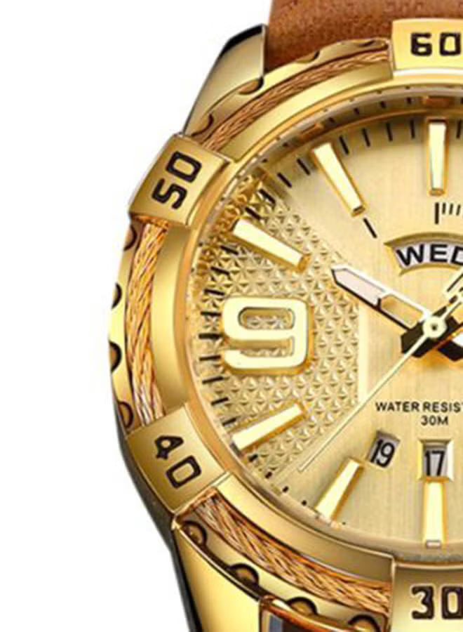 NAVIFORCE Gold Stainless-Steel Quartz Watch for Men | ساعة نافيفورس ذهبية للرجال بسوار ستانلس