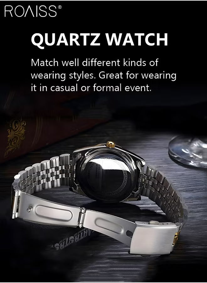 Steel Strap Couple Quartz Watch Set | طقم ساعات كوارتز للأزواج بحزام معدني أنيق