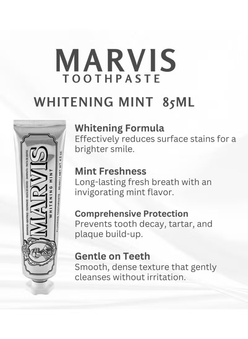 Marvis Whitening Mint Toothpaste – 85 ml | معجون أسنان مارفيس لتفتيح الابتسامة بالنعناع — 85 مل