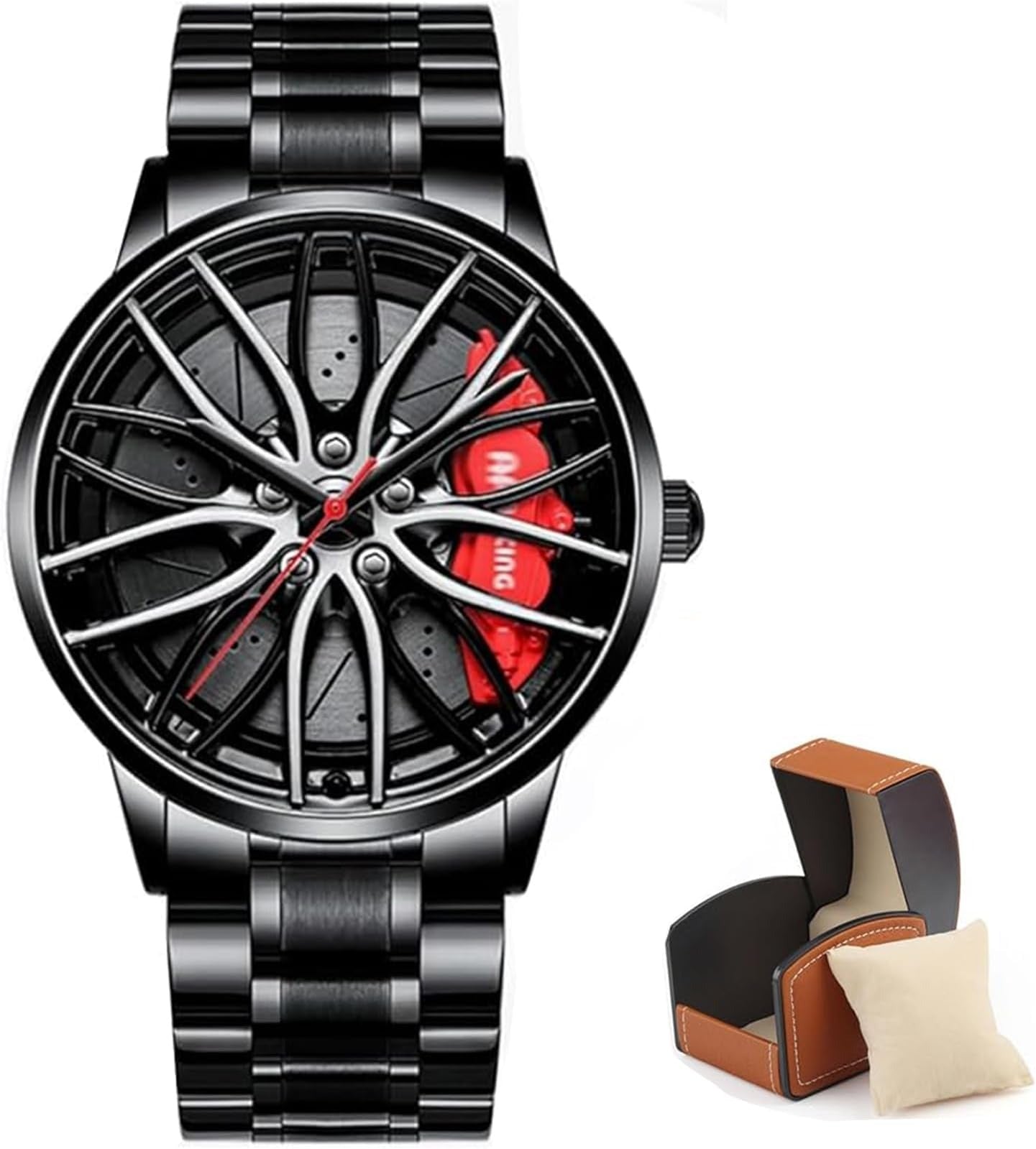 Men's Creative 3D Car Wheel Rotating Wrist Watch | ساعة يد رجالية بتصميم عجلة سيارة ثلاثية الأبعاد دوارة