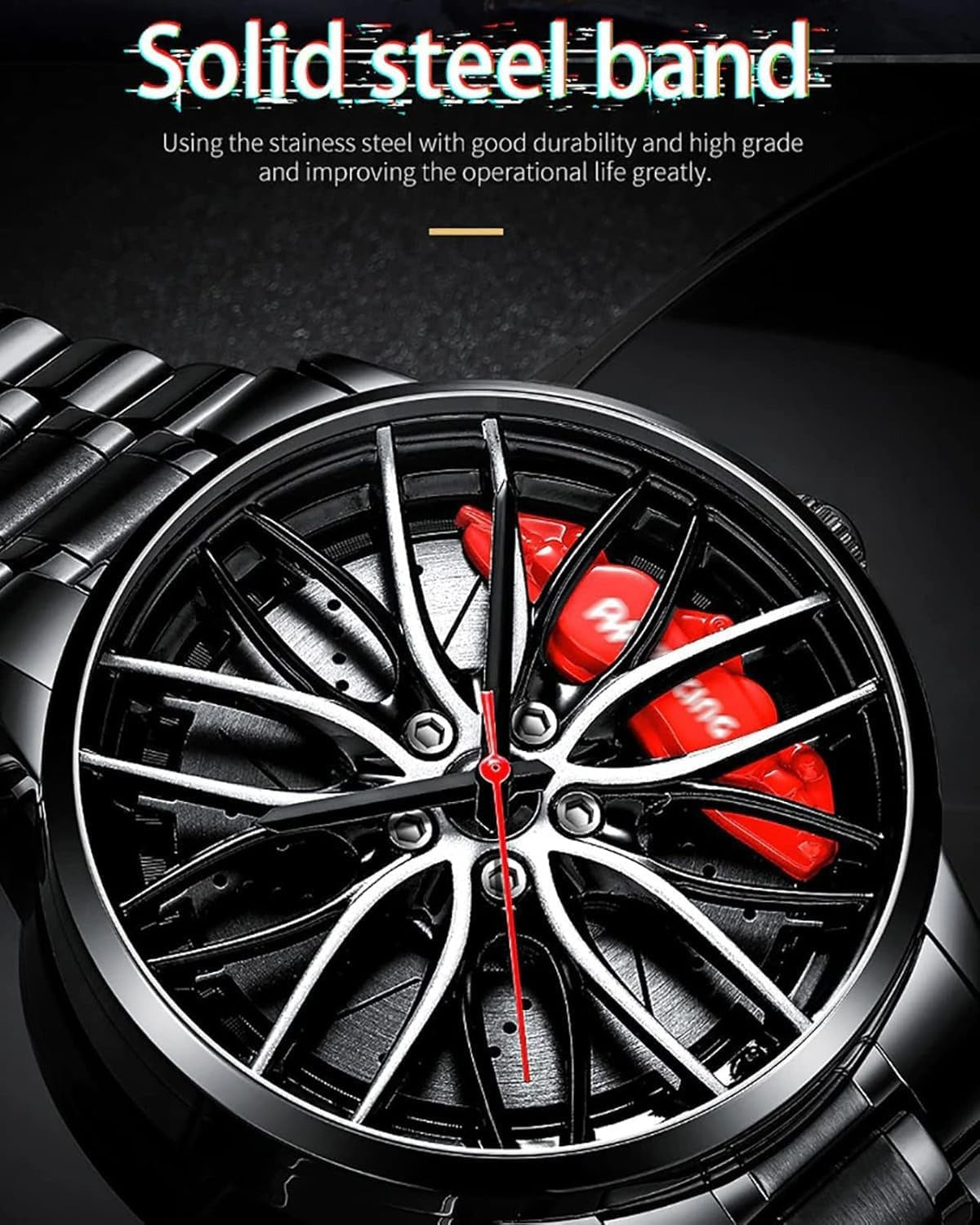 Men's Creative 3D Car Wheel Rotating Wrist Watch | ساعة يد رجالية بتصميم عجلة سيارة ثلاثية الأبعاد دوارة