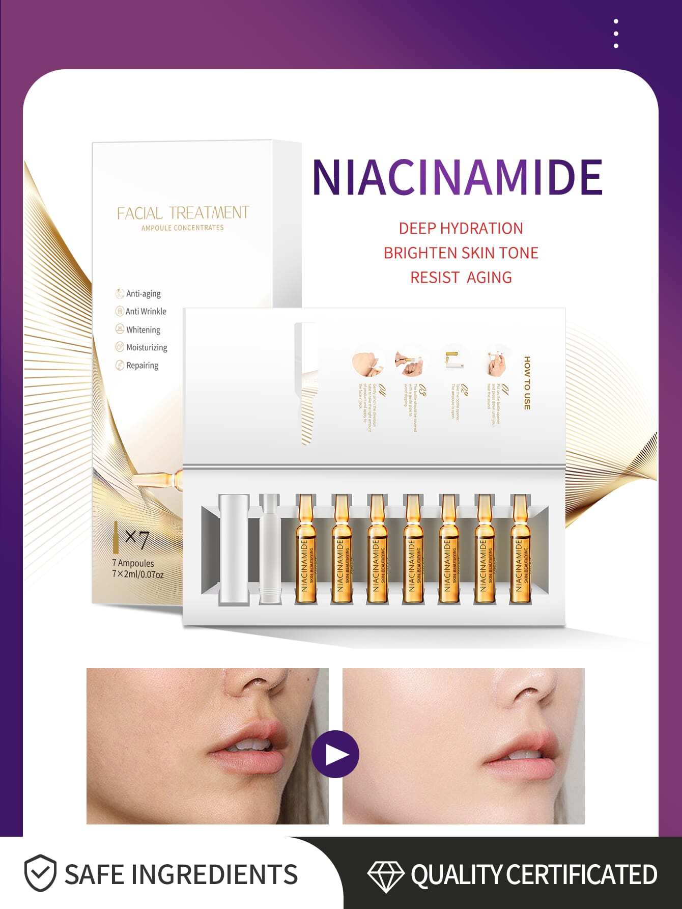 Niacinamide Ampoule Set – 7-Day Brightening & Hydration | مجموعة أمبولات نياسيناميد — تفتيح وترطيب لمدة 7 أيام