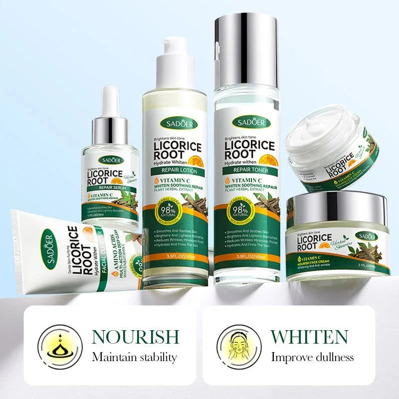 Sadoer - Licorice Root Whitening Skin Care Set | مجموعة سادوير لتبييض البشرة بجذر عرق السوس