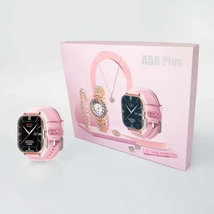 A58 Plus 6-in-1 Smartwatch Set | مجموعة ساعة ذكية A58 Plus 6 في 1