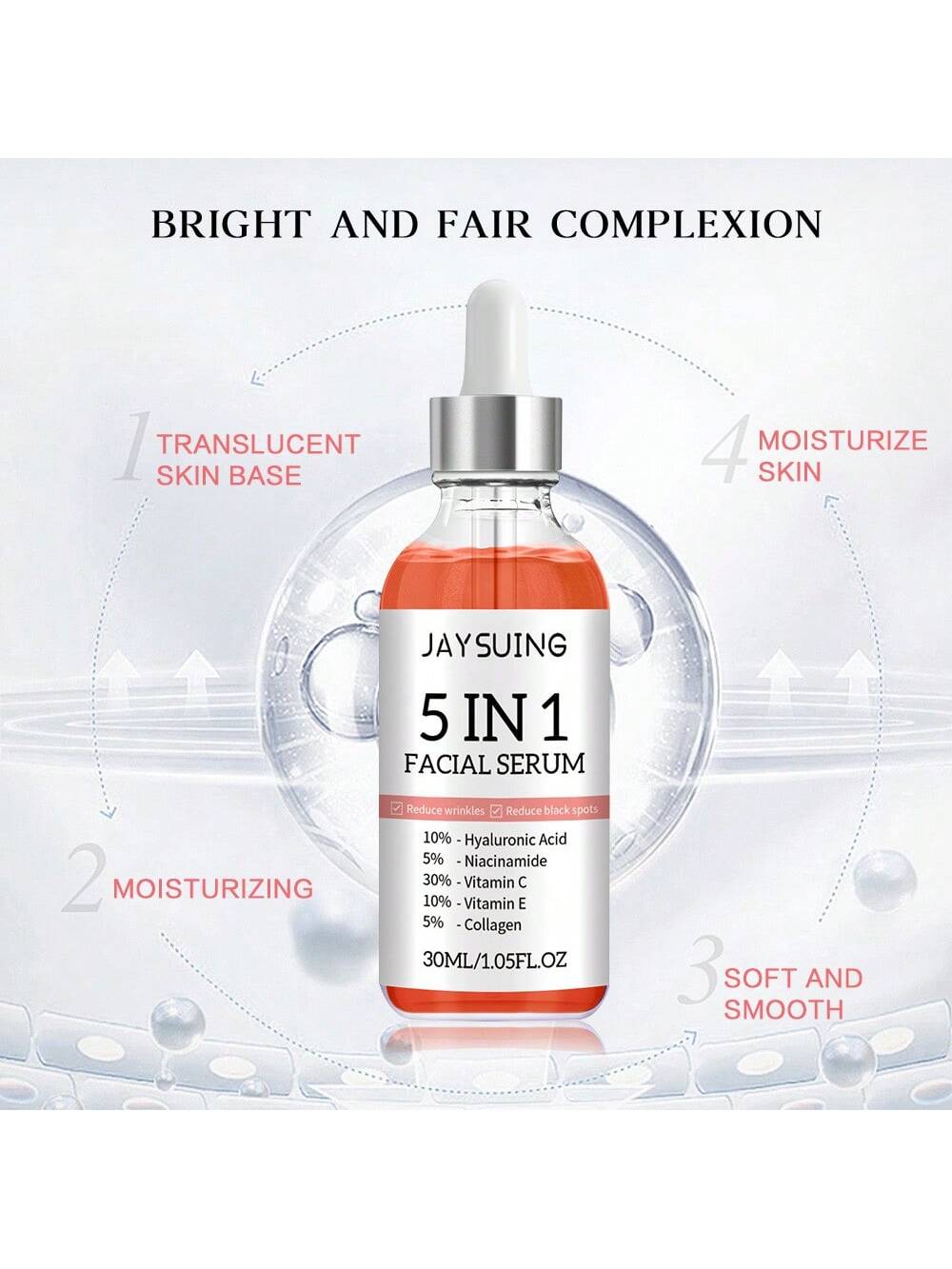 5-in-1 Multi-Use Face Serum — Vitamin C + Niacinamide + Hyaluronic Acid | سيروم وجه 5-في-1 — فيتامين C + نياسيناميد + حمض الهيالورونيك