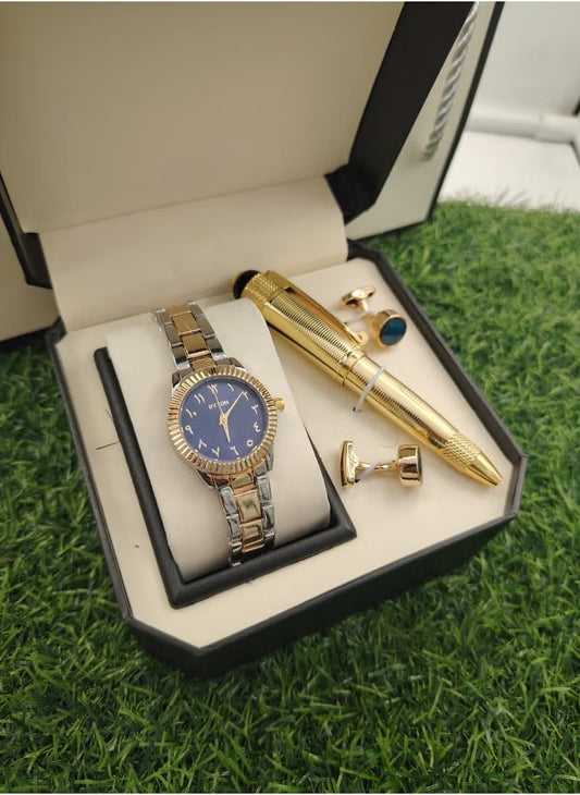 Arabic Numeral Dial Watch – Gold & Silver | ساعة بأرقام عربية — ذهبي وفضي